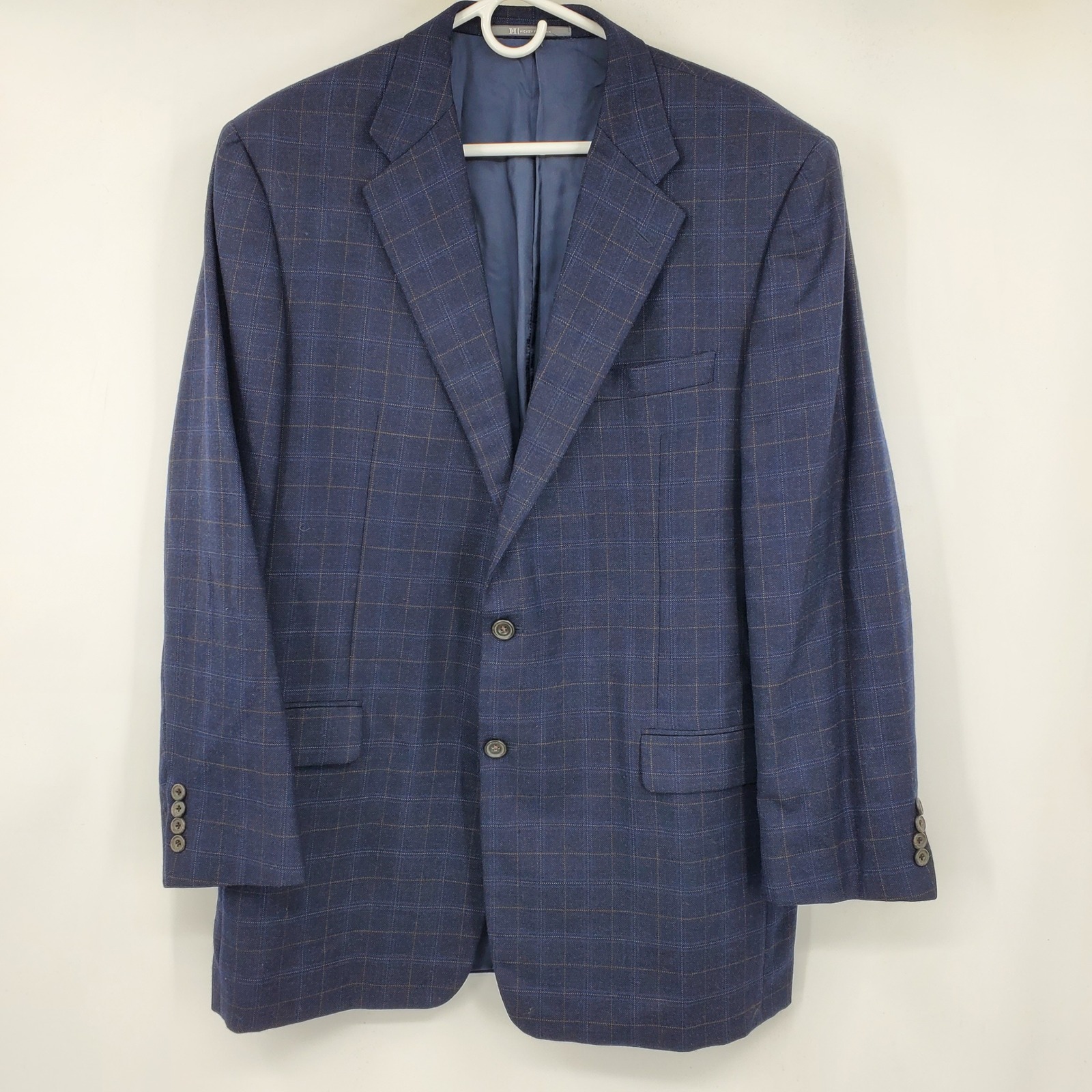 Hickey Freeman Madison Blue Windowpane Wool Cashmere Blazer Sport Coat 44l Usa